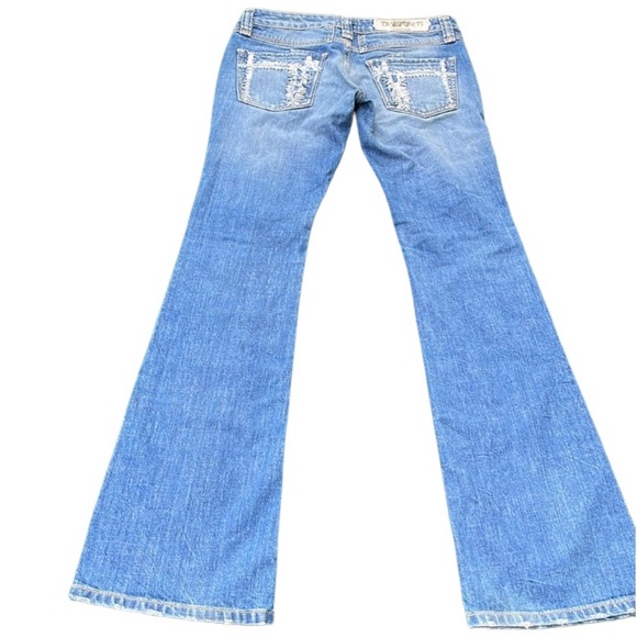 *TAVERNITI So Jamie Bootcut Ripped Stitch Low Rise Jeans Size 27 - Picture 7 of 12